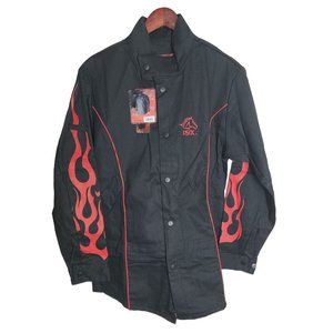 BSX Flame Design FR Cotton Welding Jacket, Black/Red